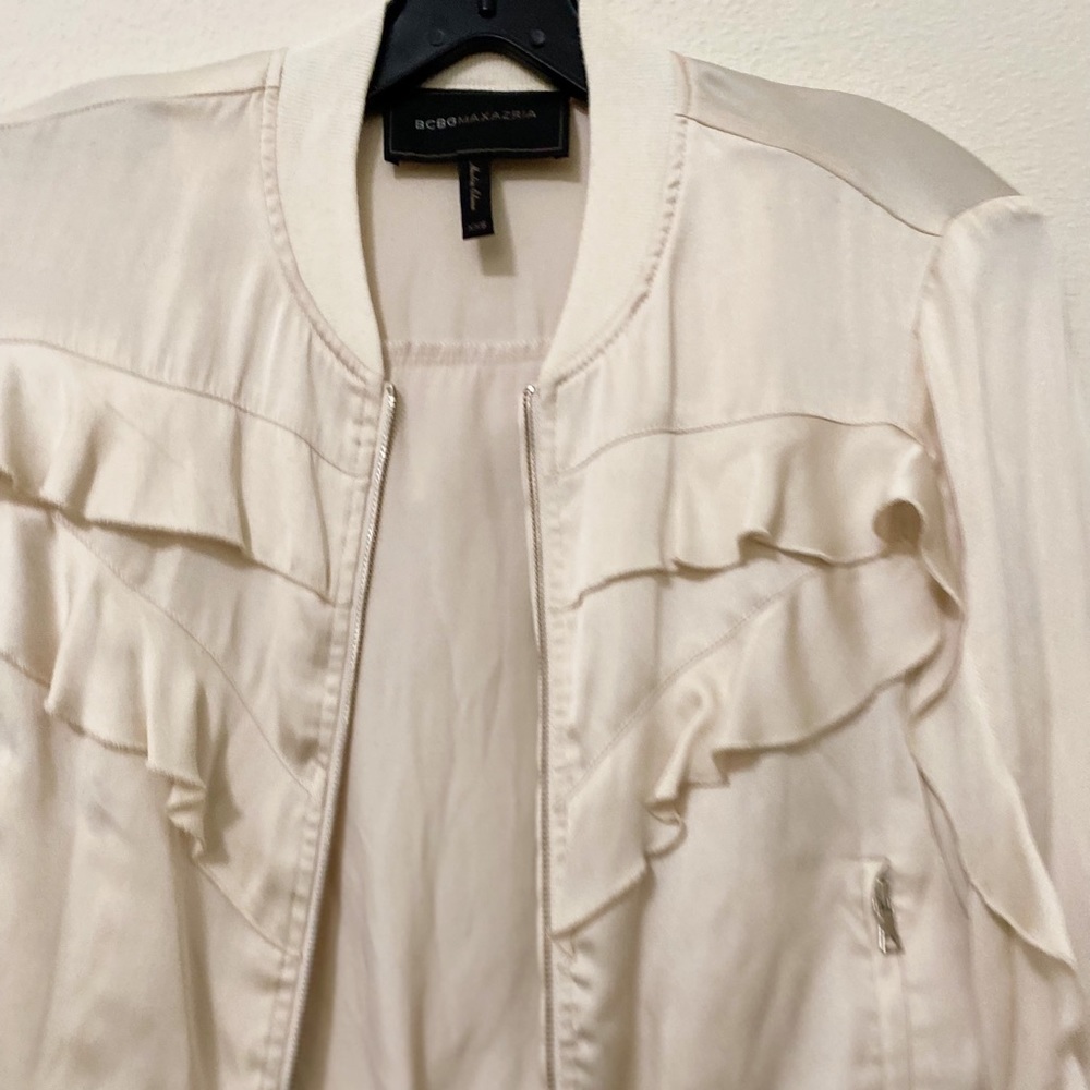 BCBGMAXAZRIA Nova Cream Bomber Jacket